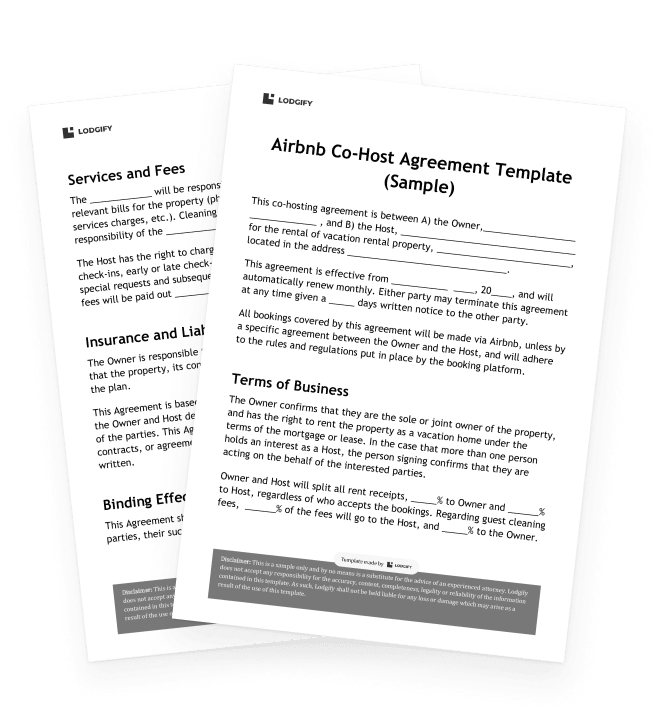 Airbnb CoHost Agreement Free Template for STR Owners
